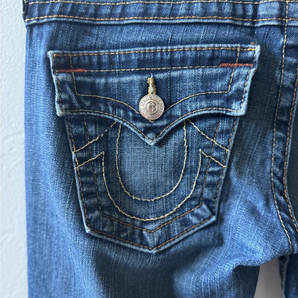 True Religion Blue Jeans with Signature Stitching
